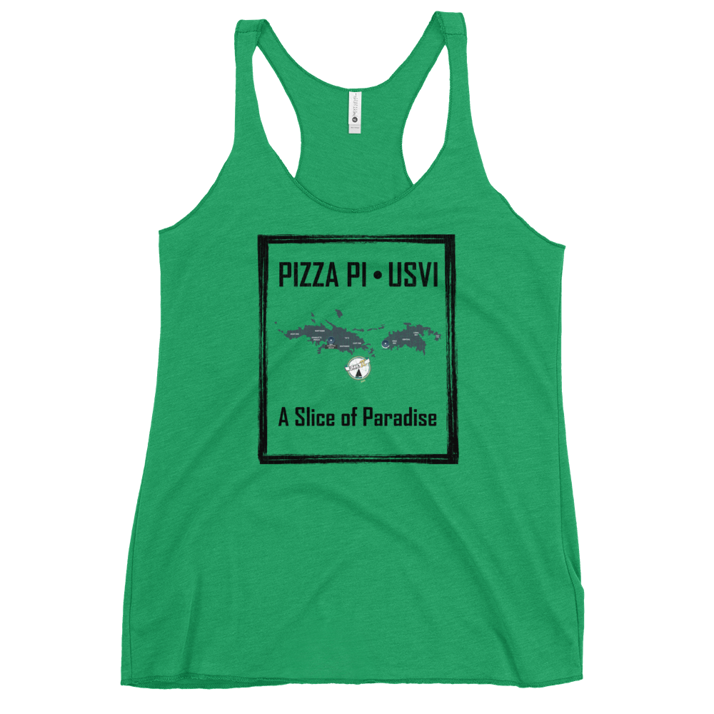 Pizza Pi Vintage USVI Map Women's Racerback Tank