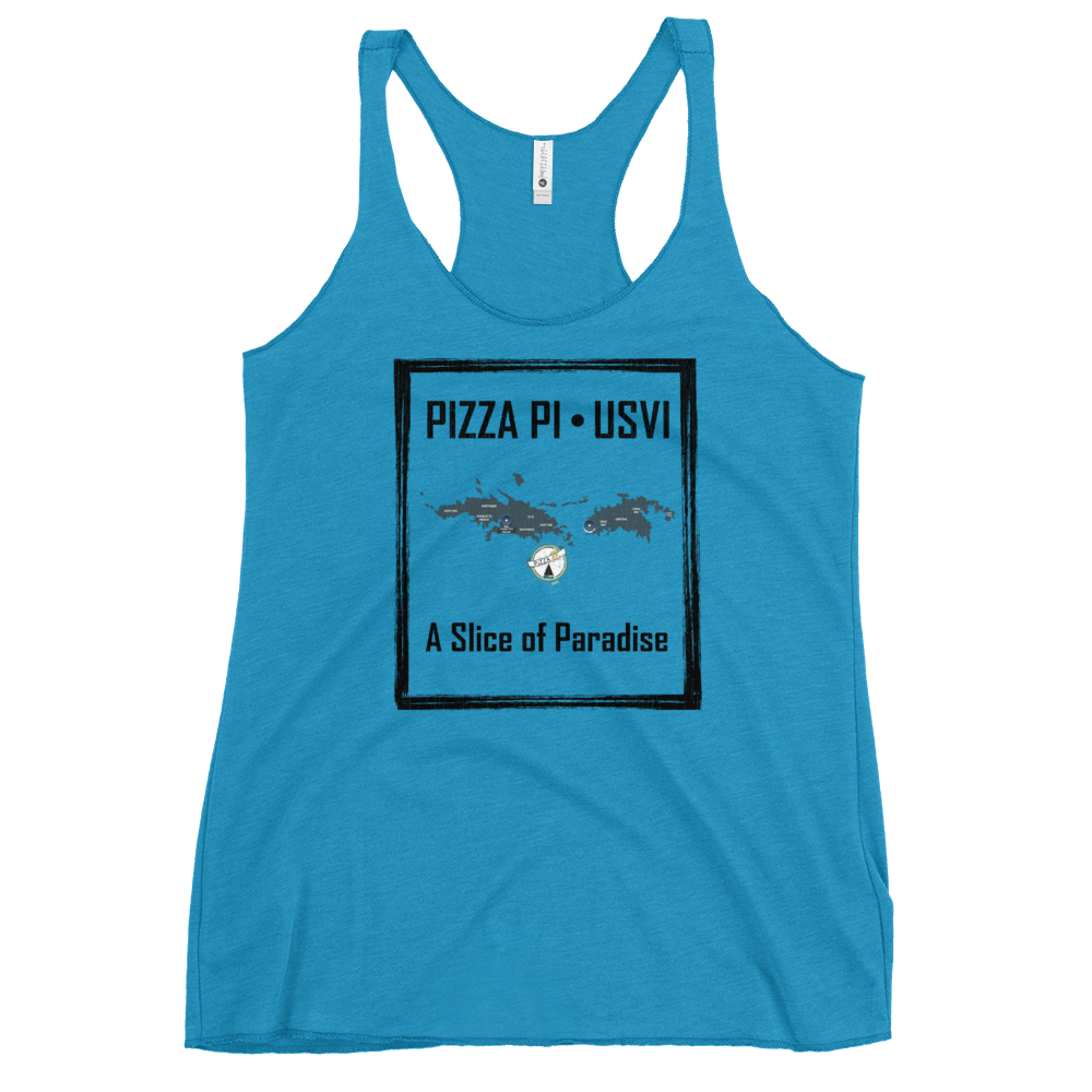 Pizza Pi Vintage USVI Map Women's Racerback Tank