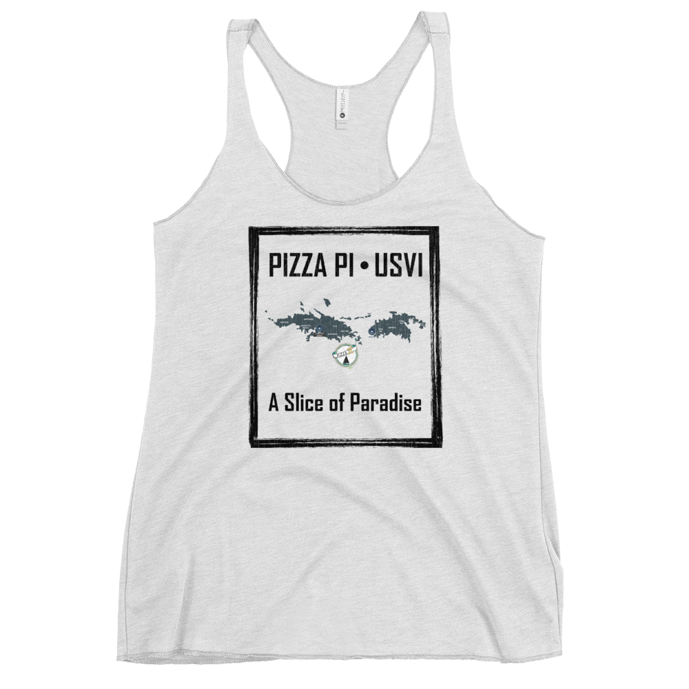 Pizza Pi Vintage USVI Map Women's Racerback Tank