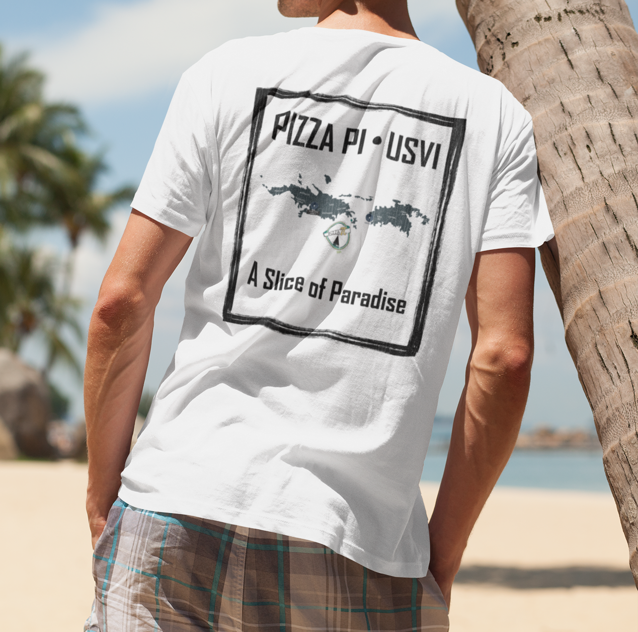 Pizza Pi Vintage USVI Map Short-Sleeve Unisex T-Shirt