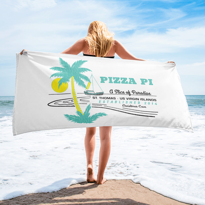 Pizza Pi vintage-look "Slice of Paradise" Beach Towel