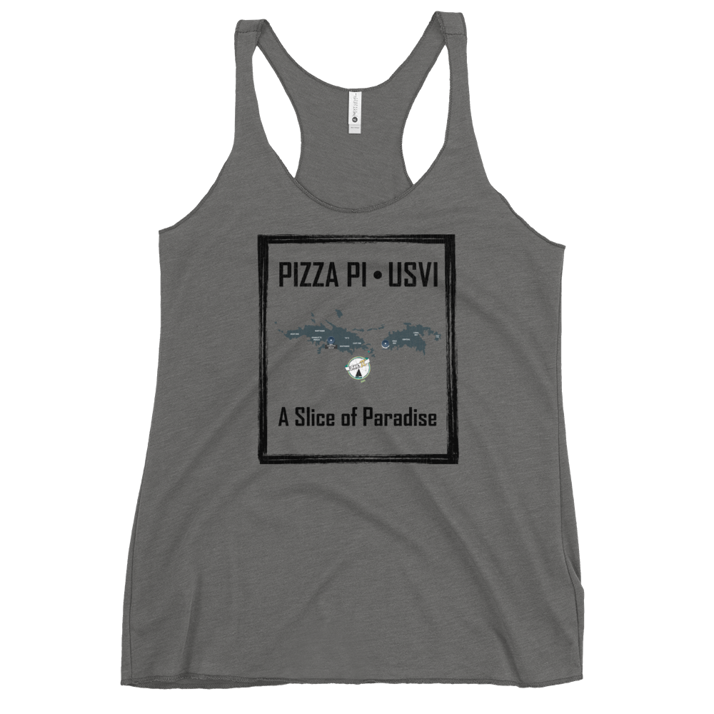 Pizza Pi Vintage USVI Map Women's Racerback Tank