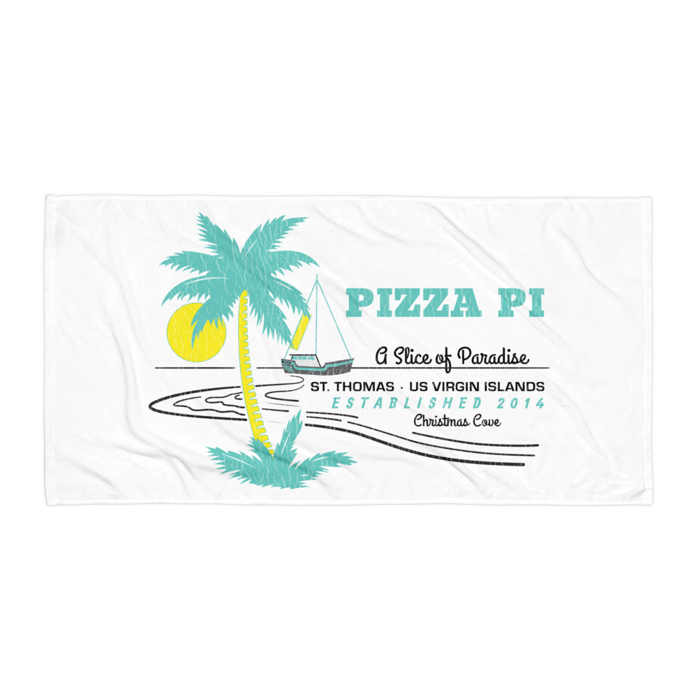 Pizza Pi vintage-look "Slice of Paradise" Beach Towel